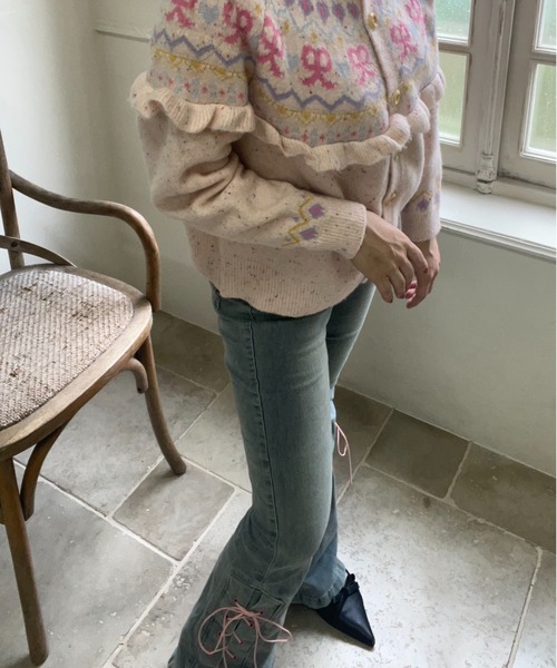 MORE self LOVE(モアセルフラブ)の「サイドレースアップデニム(デニムパンツ・レディース・ブルー・X-LARGE/LARGE/MEDIUM/SMALL)」の19枚目の写真