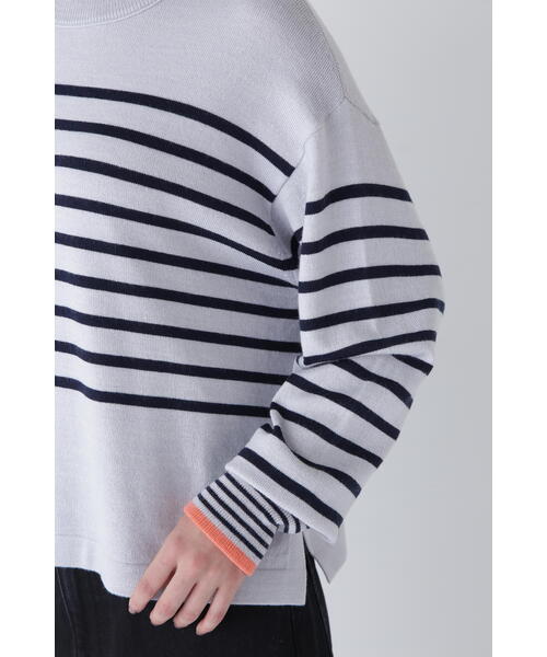HUMAN WOMAN - 【HUMANWOMAN】24AW 077-4270106 梳毛ウールミックスボーダーニットプルオーバー長袖ニットセーター human woman HUMAN WOMAN / ヒューマンウーマン 24AW 077