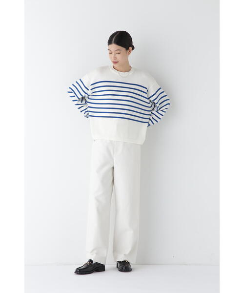 HUMAN WOMAN / ヒューマンウーマン 24AW 077-4270106 梳毛ウールミックスボーダーニットプルオーバー 長袖ニットセーター human woman HUMAN WOMAN / ヒューマンウーマン 24AW 077