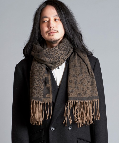 NO ID.（ノーアイディ）の「【NO ID.】Paisley Dot Stole / ペイズリー ドット ストール（ストール/ショール・メンズ・ベージュ/ブラック・ONE SIZE）」の2枚目の写真
