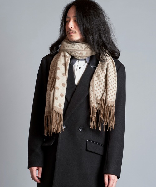 NO ID.（ノーアイディ）の「【NO ID.】Paisley Dot Stole / ペイズリー ドット ストール（ストール/ショール・メンズ・ベージュ/ブラック・ONE SIZE）」の9枚目の写真