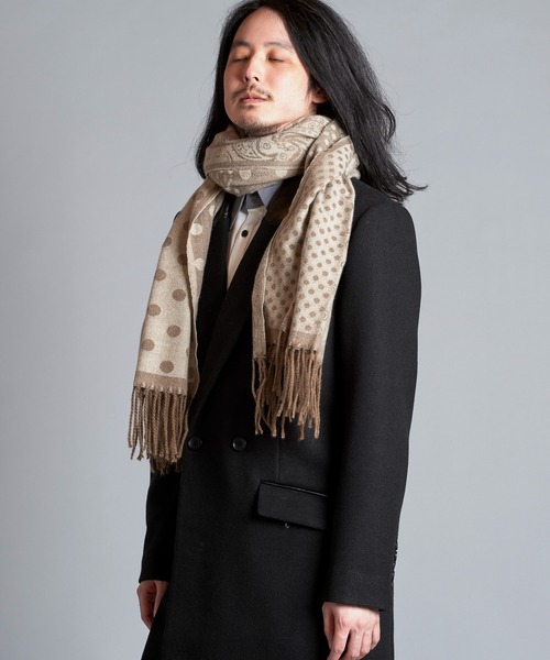 NO ID.（ノーアイディ）の「【NO ID.】Paisley Dot Stole / ペイズリー ドット ストール（ストール/ショール・メンズ・ベージュ/ブラック・ONE SIZE）」の10枚目の写真