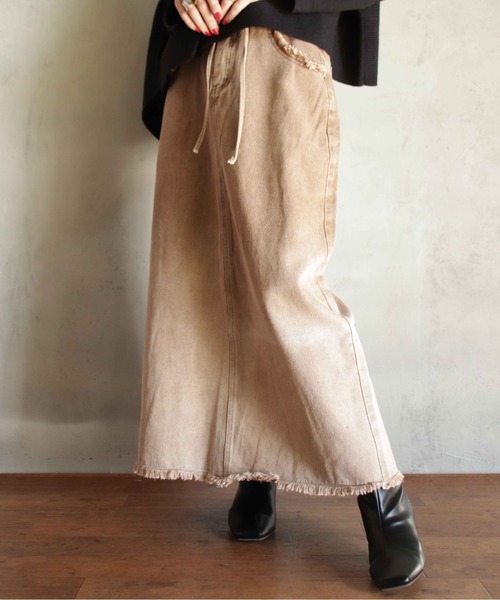 【セール】むら染めデニムロングスカート（デニムスカート）｜kese-moi（ケセモイ） 5,775円