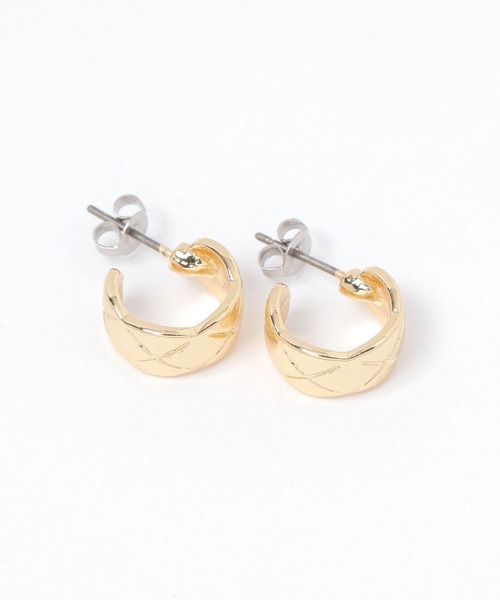 メタルキルティングフープピアス / 153167（ピアス（両耳用