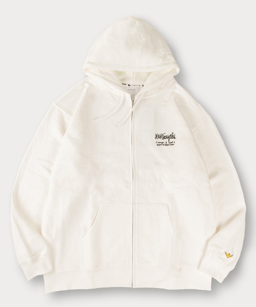 (What it isNt)ART BY MARKGONZALES(ワットイットイズント)の「【(What it isNt) ART BY MARK GONZALES/ワットイットイズント マークゴンザレス】ワンポイント刺繍 バックプリント フルジップ フーディー USAコットン使用(パーカー・メンズ・ブラック/グレー/オフホワイト/ネイビー・M/L/XL)」の14枚目の写真