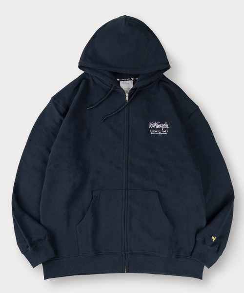 (What it isNt)ART BY MARKGONZALES(ワットイットイズント)の「【(What it isNt) ART BY MARK GONZALES/ワットイットイズント マークゴンザレス】ワンポイント刺繍 バックプリント フルジップ フーディー USAコットン使用(パーカー・メンズ・ブラック/グレー/オフホワイト/ネイビー・M/L/XL)」の18枚目の写真