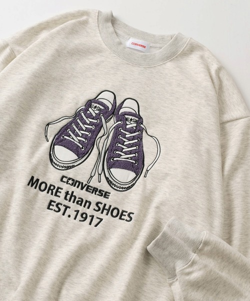 CONVERSE(コンバース)の「【CONVERSE/コンバース】ブランドネーム刺繍 ハイカットスニーカー サガラ刺繍 裏シャギー クルーネック スウェット/トレーナー/プルオーバー(スウェット・レディース・ブラック/ベージュ/ホワイト/ブルー/ライトパープル/ベージュ系その他/オートミール/ブラック系その他・M/L)」の6枚目の写真