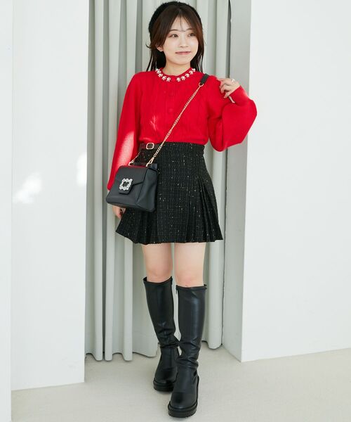 MAJESTIC LEGON（マジェスティックレゴン）の「サイドベルトプリーツミニスカパン（スカート・レディース・ベージュ/グレー系その他/ブラック系その他・MEDIUM）」の12枚目の写真