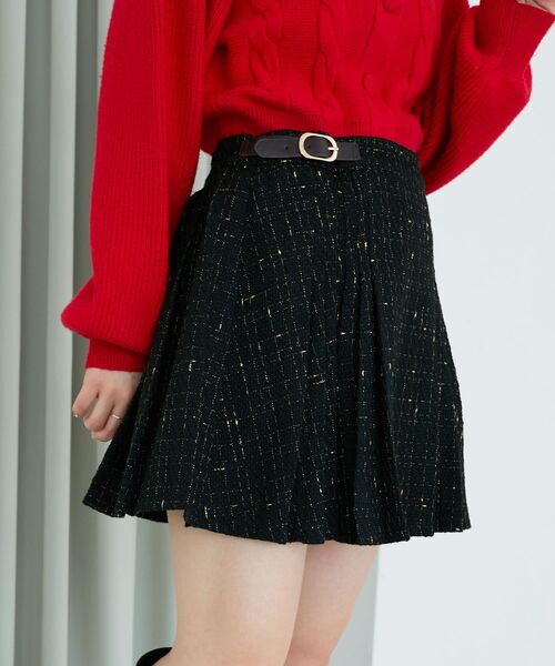 MAJESTIC LEGON（マジェスティックレゴン）の「サイドベルトプリーツミニスカパン（スカート・レディース・ベージュ/グレー系その他/ブラック系その他・MEDIUM）」の16枚目の写真