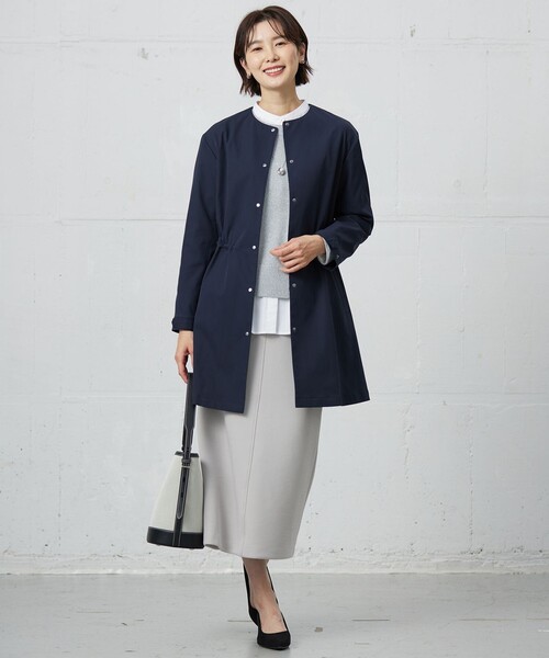 J.PRESS(ジェイプレス)の「【洗える・撥水】ドライツイルストレッチ ノーカラー コート(ノーカラーコート・レディース・ベージュ系/ブラウン系/ネイビー系・T15/T13)」の12枚目の写真