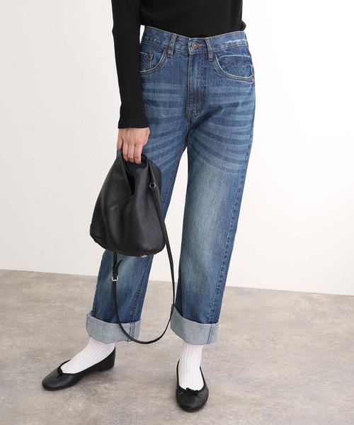 ElegChic(エレグシック)の「スリムストレートデニムパンツ(デニムパンツ・レディース・ネイビー/ブルー/ネイビー系・M/L/XL/XXL/4L)」の2枚目の写真
