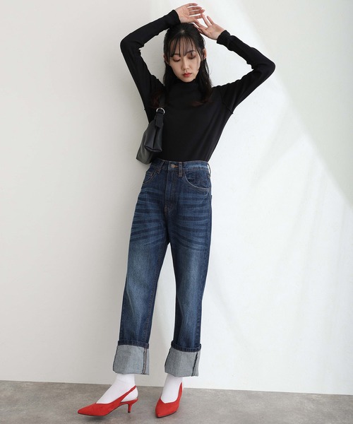 ElegChic(エレグシック)の「スリムストレートデニムパンツ(デニムパンツ・レディース・ネイビー/ブルー/ネイビー系・M/L/XL/XXL/4L)」の21枚目の写真