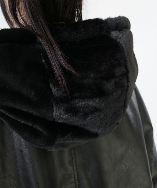 フェイクレザー＆ファー リバーシブルジャケット フェイクファー