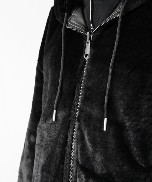 フェイクレザー＆ファー リバーシブルジャケット フェイクファー