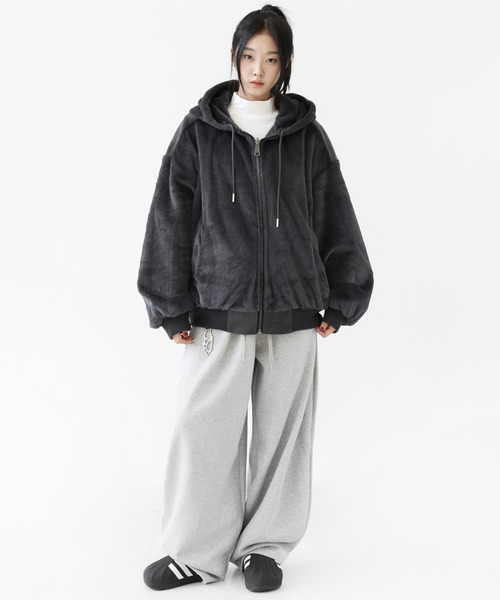 フェイクレザー＆ファー リバーシブルジャケット フェイクファー