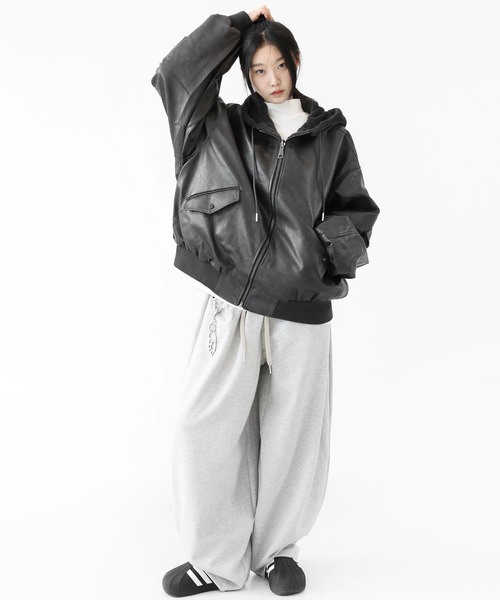 フェイクレザー＆ファー リバーシブルジャケット フェイクファー