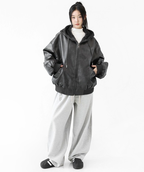 フェイクレザー＆ファー リバーシブルジャケット フェイクファー