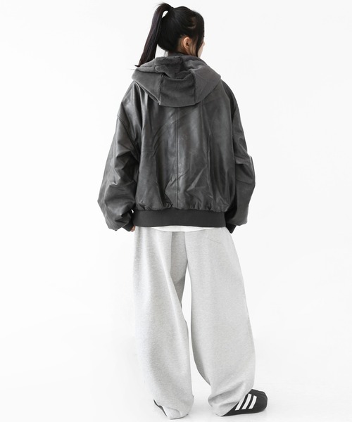 フェイクレザー＆ファー リバーシブルジャケット フェイクファー