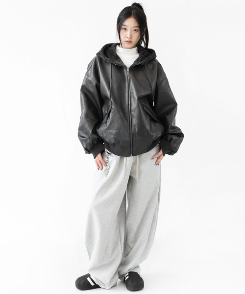 フェイクレザー＆ファー リバーシブルジャケット フェイクファー