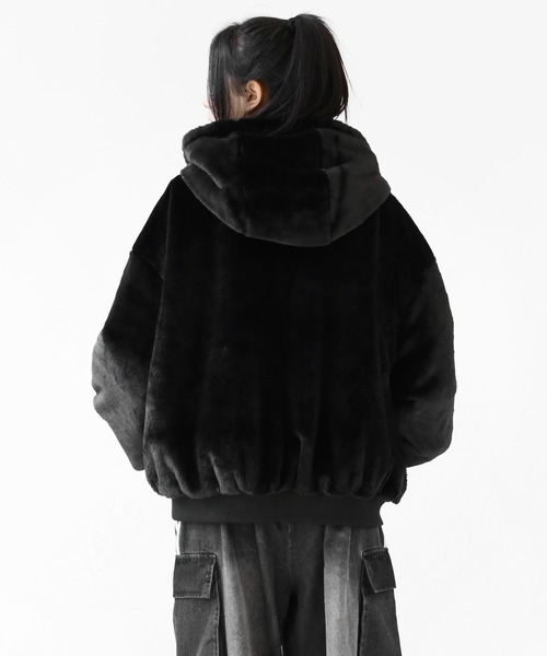 フェイクレザー＆ファー リバーシブルジャケット フェイクファー