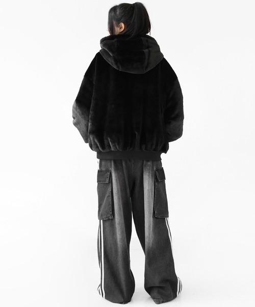 フェイクレザー＆ファー リバーシブルジャケット フェイクファー