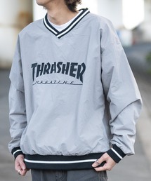 THRASHER（スラッシャー）の「【at】〔THRASHER/スラッシャー〕フロントロゴ刺繍 ナイロン ゲームプルオーバー（ジャージ・メンズ）」