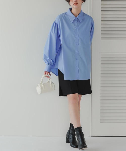 titivate(ティティベイト)の「バックシャーリングシャツ(シャツ/ブラウス・レディース・ブラック/ブルー/オフホワイト・S/M/L)」の15枚目の写真