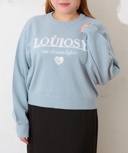 Louiosy(ルオシー)の「【大きいサイズ】ジャガードロゴニットプルオーバー(ニット/セーター・レディース・ライトブルー/レッド・X-LARGE/3L/4L)」の5枚目の写真
