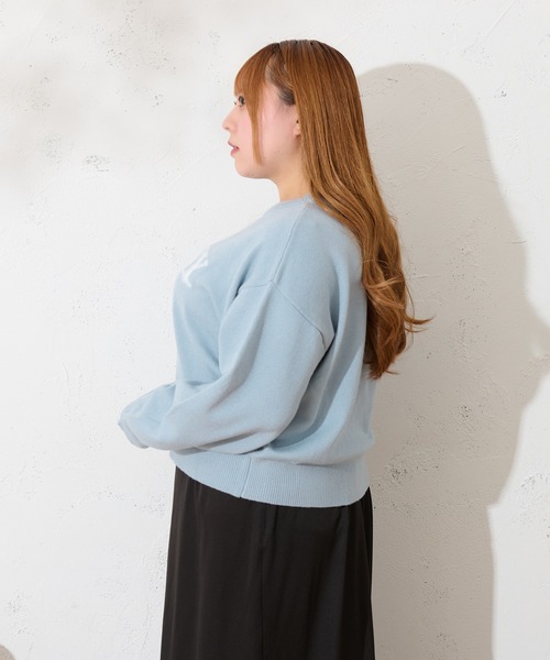 Louiosy(ルオシー)の「【大きいサイズ】ジャガードロゴニットプルオーバー(ニット/セーター・レディース・ライトブルー/レッド・X-LARGE/3L/4L)」の17枚目の写真