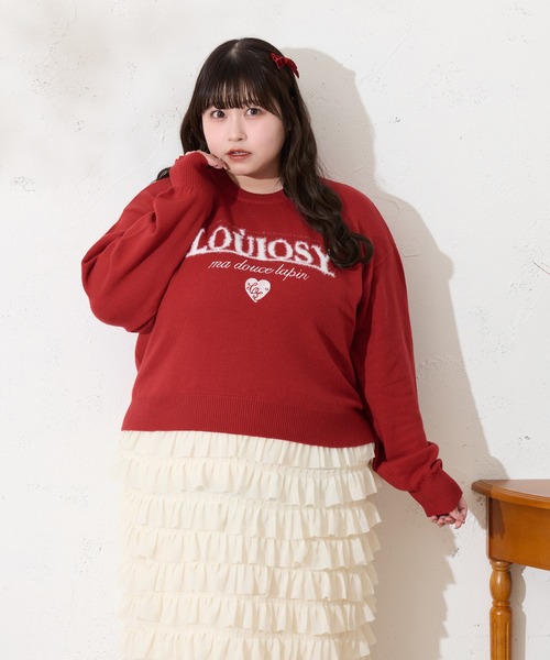 Louiosy(ルオシー)の「【大きいサイズ】ジャガードロゴニットプルオーバー(ニット/セーター・レディース・ライトブルー/レッド・X-LARGE/3L/4L)」の12枚目の写真