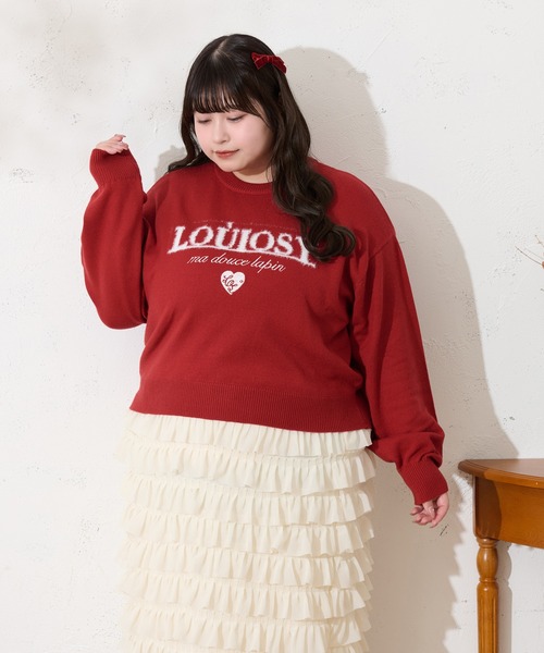 Louiosy(ルオシー)の「【大きいサイズ】ジャガードロゴニットプルオーバー(ニット/セーター・レディース・ライトブルー/レッド・X-LARGE/3L/4L)」の11枚目の写真
