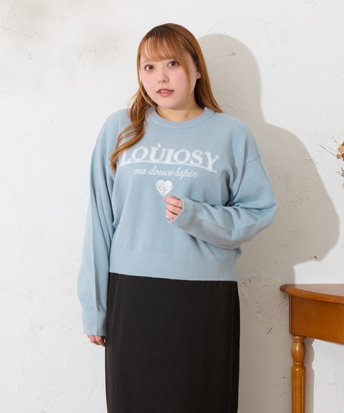 Louiosy(ルオシー)の「【大きいサイズ】ジャガードロゴニットプルオーバー(ニット/セーター・レディース・ライトブルー/レッド・X-LARGE/3L/4L)」の4枚目の写真