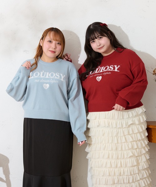 Louiosy(ルオシー)の「【大きいサイズ】ジャガードロゴニットプルオーバー(ニット/セーター・レディース・ライトブルー/レッド・X-LARGE/3L/4L)」の20枚目の写真