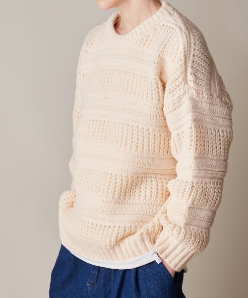 rehacer（レアセル）の「R. : Cable Texture L/S Crew Knit（ニット/セーター・メンズ・イエロー/ブラック/アイボリー・X-LARGE/LARGE/MEDIUM）」の6枚目の写真