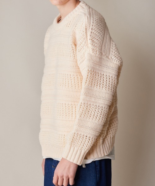 rehacer（レアセル）の「R. : Cable Texture L/S Crew Knit（ニット/セーター・メンズ・イエロー/ブラック/アイボリー・X-LARGE/LARGE/MEDIUM）」の7枚目の写真