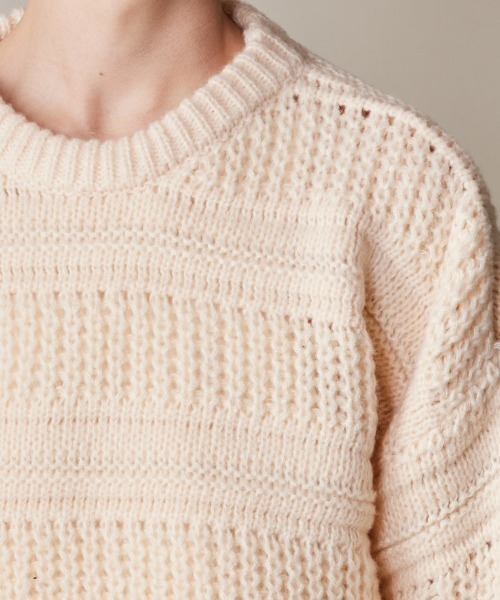 rehacer（レアセル）の「R. : Cable Texture L/S Crew Knit（ニット/セーター・メンズ・イエロー/ブラック/アイボリー・X-LARGE/LARGE/MEDIUM）」の8枚目の写真