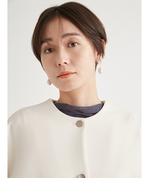 emmi（エミ）の「ecoダンボールニットジャケット（ノーカラージャケット・レディース・ネイビー/アイボリー・FREE）」の7枚目の写真