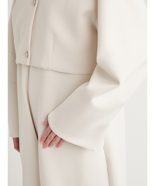 emmi（エミ）の「ecoダンボールニットジャケット（ノーカラージャケット・レディース・ネイビー/アイボリー・FREE）」の10枚目の写真