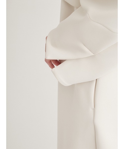 emmi（エミ）の「ecoダンボールニットジャケット（ノーカラージャケット・レディース・ネイビー/アイボリー・FREE）」の13枚目の写真