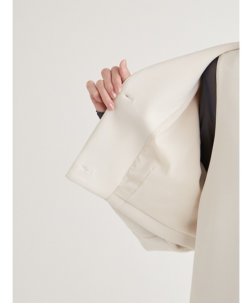 emmi（エミ）の「ecoダンボールニットジャケット（ノーカラージャケット・レディース・ネイビー/アイボリー・FREE）」の14枚目の写真