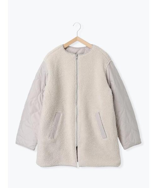 Samansa Mos2 blue（サマンサモスモスブルー）の「ボア×キルトリバーシブルコート（ブルゾン・レディース・グレー/ブラック/キナリ・F）」の14枚目の写真