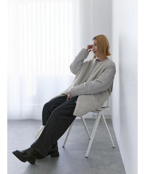 Samansa Mos2 blue（サマンサモスモスブルー）の「ボア×キルトリバーシブルコート（ブルゾン・レディース・グレー/ブラック/キナリ・F）」の16枚目の写真