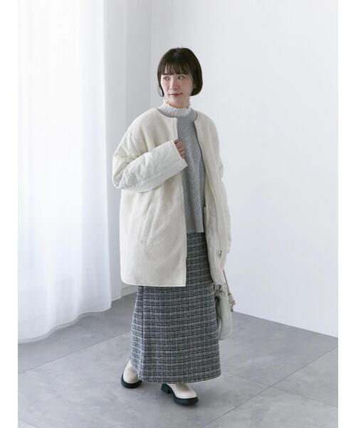 Samansa Mos2 blue（サマンサモスモスブルー）の「ボア×キルトリバーシブルコート（ブルゾン・レディース・グレー/ブラック/キナリ・F）」の11枚目の写真