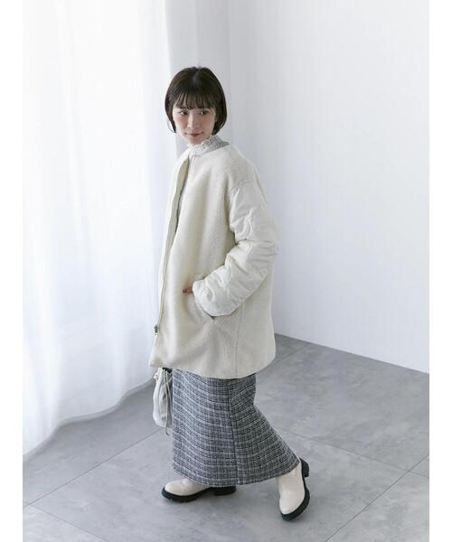 Samansa Mos2 blue（サマンサモスモスブルー）の「ボア×キルトリバーシブルコート（ブルゾン・レディース・グレー/ブラック/キナリ・F）」の12枚目の写真