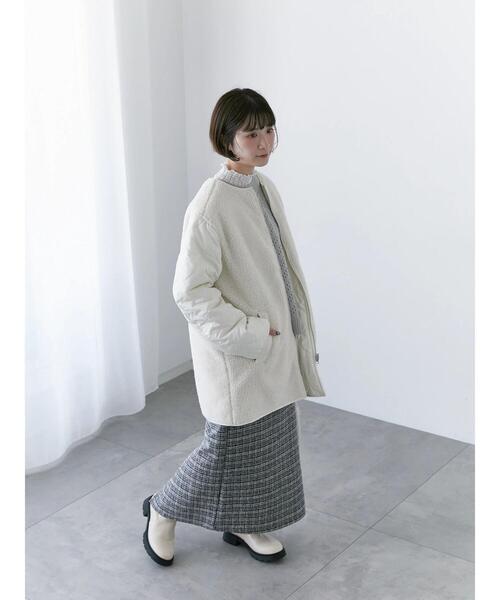 Samansa Mos2 blue（サマンサモスモスブルー）の「ボア×キルトリバーシブルコート（ブルゾン・レディース・グレー/ブラック/キナリ・F）」の13枚目の写真