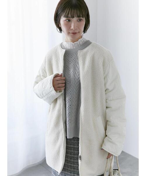 Samansa Mos2 blue（サマンサモスモスブルー）の「ボア×キルトリバーシブルコート（ブルゾン・レディース・グレー/ブラック/キナリ・F）」の7枚目の写真