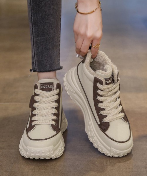 Miniministore（ミニミニストア）の「裏起毛 厚底スニーカー ハイカット韓国風（スニーカー・レディース・ブラウン/ベージュ/ネイビー・22.5cm/23.0cm/23.5cm/24.0cm/24.5cm）」の10枚目の写真