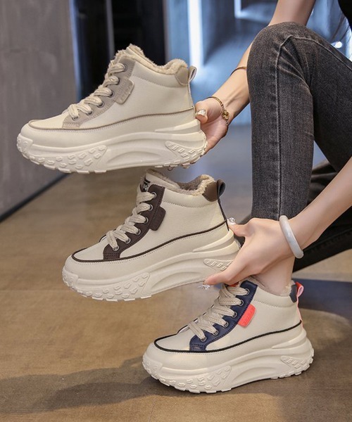 Miniministore（ミニミニストア）の「裏起毛 厚底スニーカー ハイカット韓国風（スニーカー・レディース・ブラウン/ベージュ/ネイビー・22.5cm/23.0cm/23.5cm/24.0cm/24.5cm）」の16枚目の写真