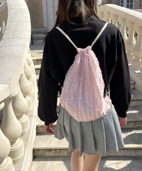 LAC-VERT（ラック・ヴェール）の「ガーリーフリルナップサック（バックパック/リュック・レディース・ピンク/アイボリー・FREE）」の18枚目の写真