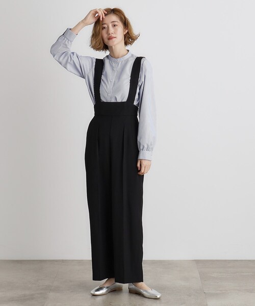 grove（グローブ）の「ハイウエストサロペット（サロペット/オーバーオール・レディース・ライトベージュ/ブラック/オリーブ・02/03/01/04/05）」の2枚目の写真